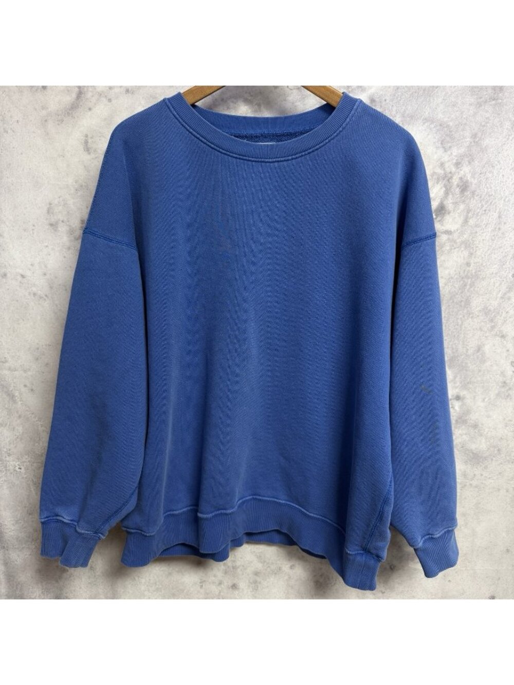Elwood Organic Cotton Round Neck Sweatshirt Pullover Blue Blank Mens Large